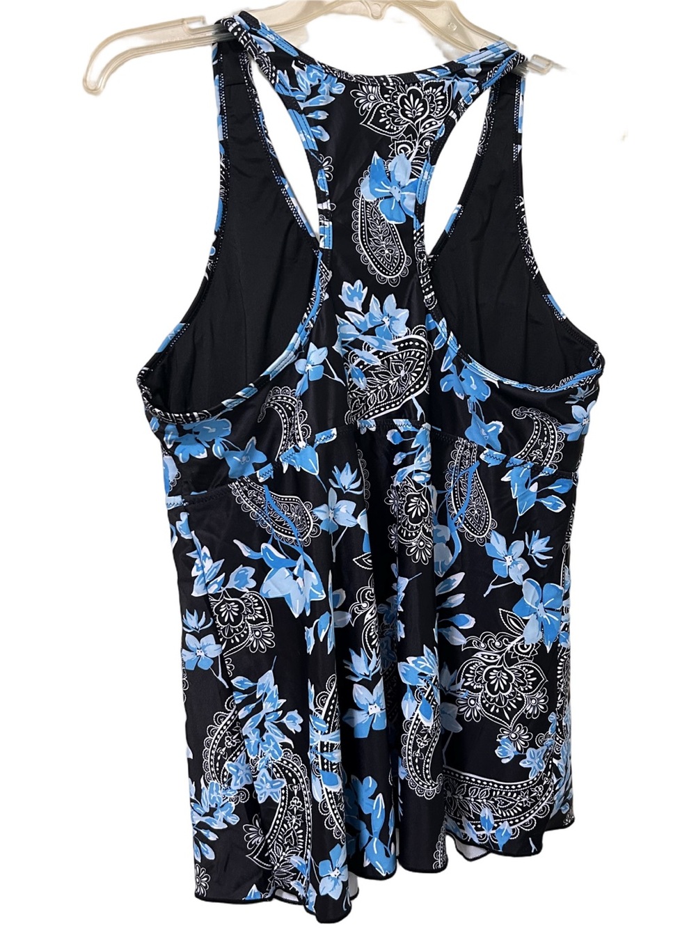 Women’s Two piece Racerback Tankini Swimsuit w/ shorts Black & Blue Size XL NWT - Picture 4 of 13